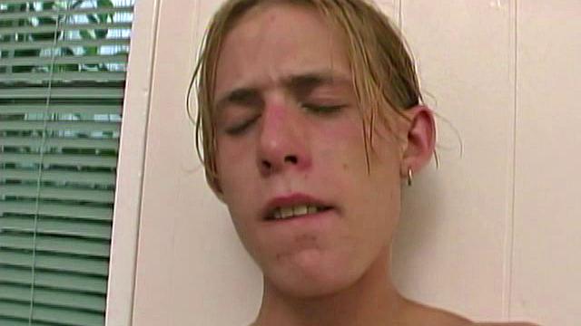 Kent Hanson may be a skinny boy, but this 18 year old blond twink sports a nice big dick. Settling into bed for the night, he strips naked and goes to work on that big piece of meat.