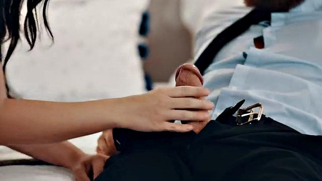 Sensual babe sucks and rides cock in bedroom