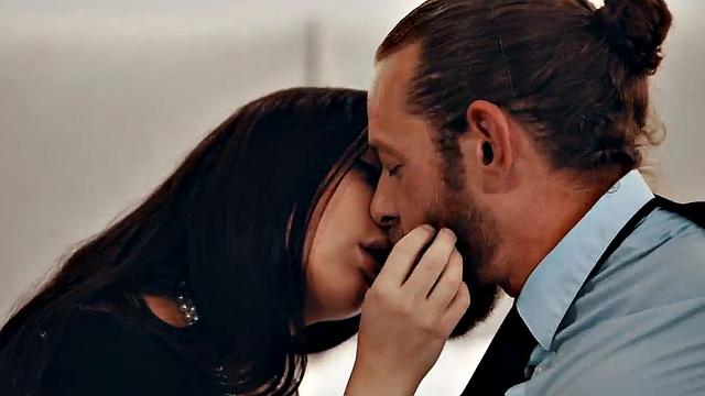 Sensual babe sucks and rides cock in bedroom