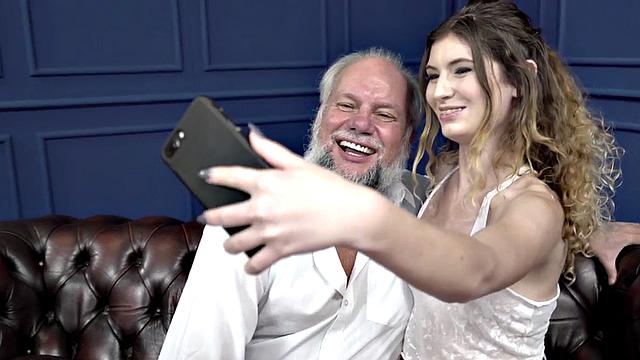 Pensioner gets cock sucked by nympho petite babe