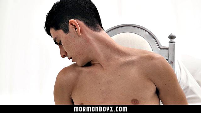 Elder Ingles and Elder Zachary wake up horny, catch each other jerking off, and end up sucking and fucking on camera