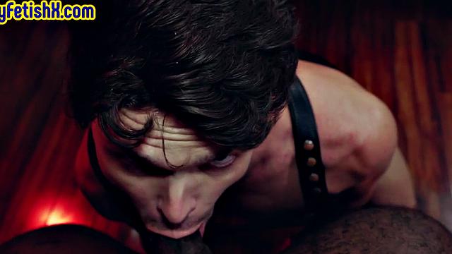 Hairy Ebony hunk assfisted by white jock after sucking