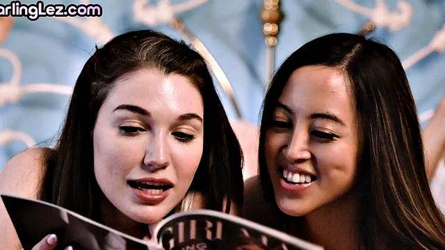 Hairypussy loving Asian babe licks GFs bushy muff