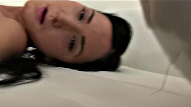 A skinny brunette get pounded and licked in POV while wearing her tight panties