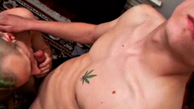 This steamy scene opens with Torque and Luciano taking their clothes off, and we see Luciano's monster dick for the first time. Torque meets the challenge of swallowing that giant with ease, as his Mohawk bounces up and down.