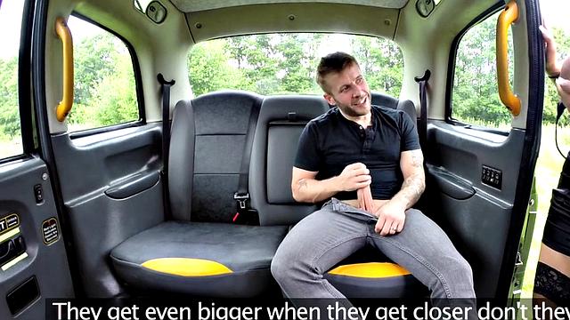 Curvy tattooed cabbie squirts after doggystyle sex