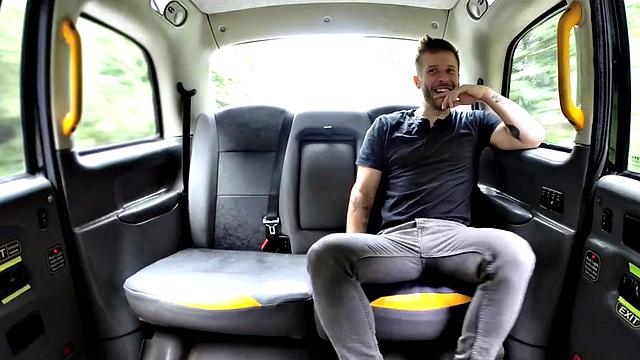 Curvy tattooed cabbie squirts after doggystyle sex