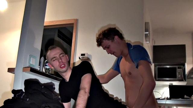 Jockstrap amateur stud gets fucked at home after BJ