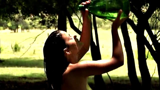 A hot and small-breasted teen strip down and tease in public with her lingerie on!