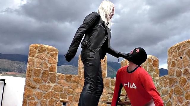 CBT femdom trampling and cock spanking