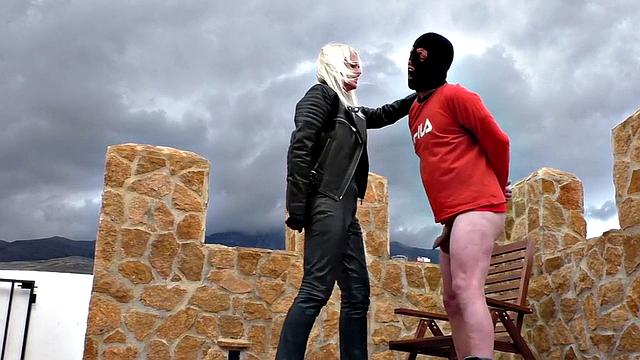 CBT femdom trampling and cock spanking