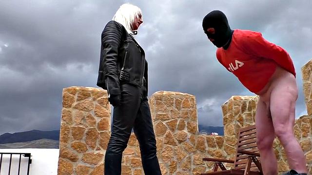 CBT femdom trampling and cock spanking