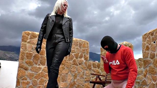 CBT femdom trampling and cock spanking