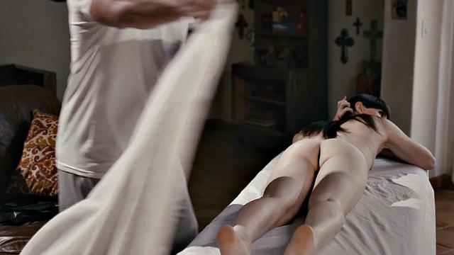 Big trans goddess riding masseur cock in erotic couple