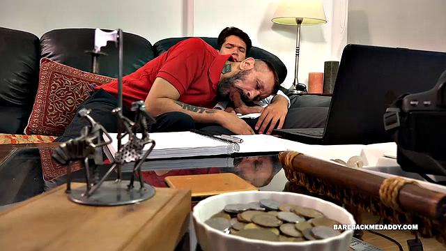 Young Cedric is all about having sex with older men and this time he is sharing the company of dddy Absorbed in a school project, Cedric barely even notices Migue, until a well-placed hand gets the boy's attention.