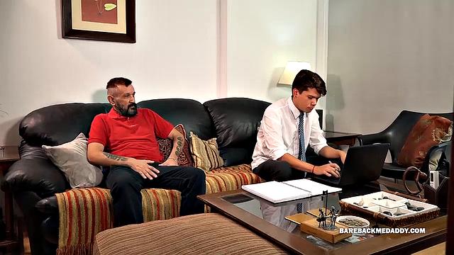 Young Cedric is all about having sex with older men and this time he is sharing the company of dddy Absorbed in a school project, Cedric barely even notices Migue, until a well-placed hand gets the boy's attention.