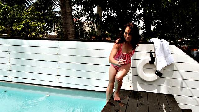 Carrie Anne with the pool boy