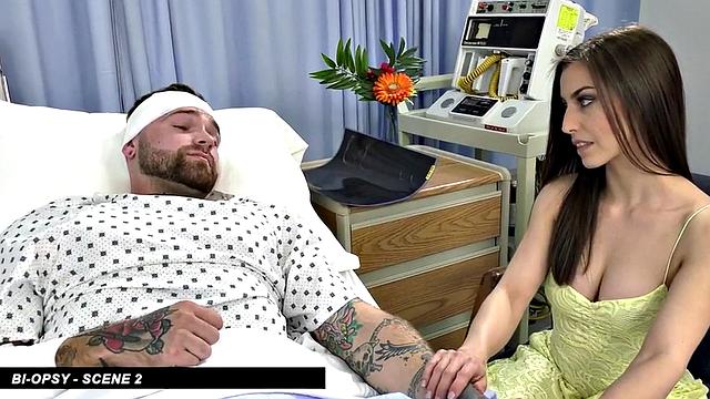 Bisex anal fuckers share 19yo pussy in threesome fuck