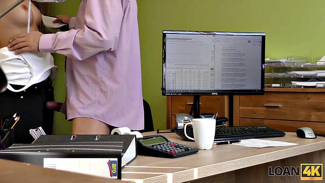LOAN4K. Sweet babe gives for drilling to naughty loan agent