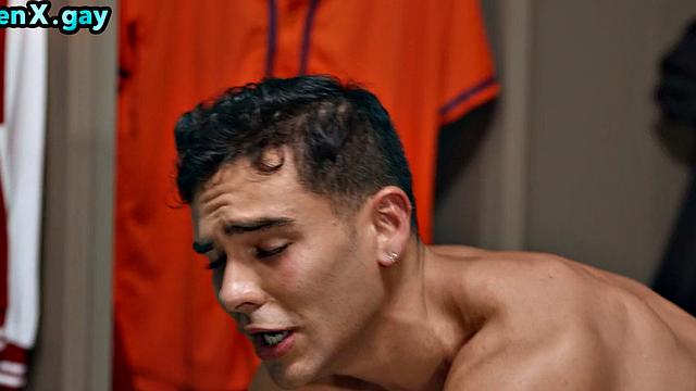 Manly jock bareback fucks sportive in locker room