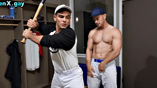 Manly jock bareback fucks sportive in locker room