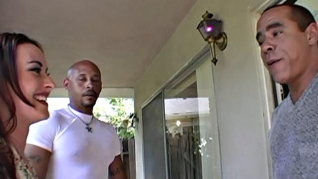 DP whore fucked in dirty threesome