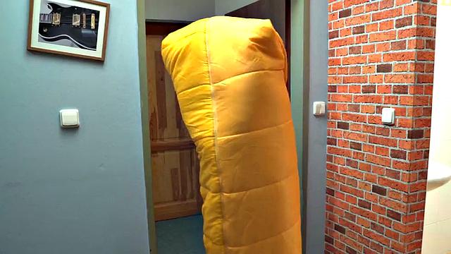 Busty hostel babe pounded and facefucked by Santa