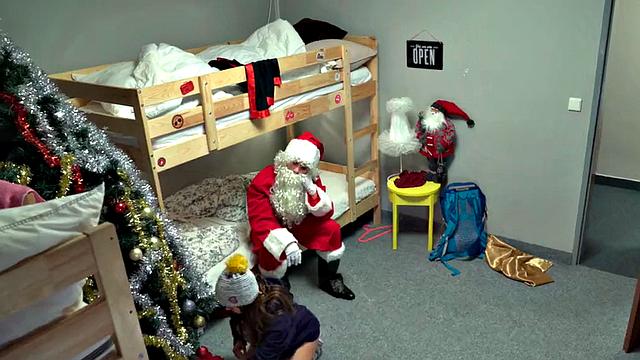 Busty hostel babe pounded and facefucked by Santa