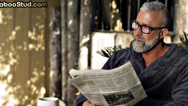 Old stepdad barebacks Black stepson in ass till creampie