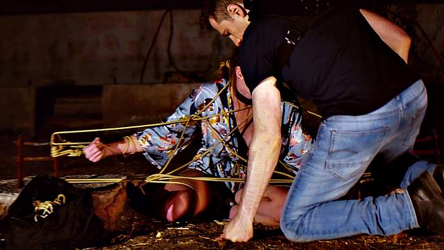 Blond babe gets nipples hurt while drinks piss