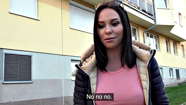 A real euro teen get her big tits out and ride in public like a cowgirl