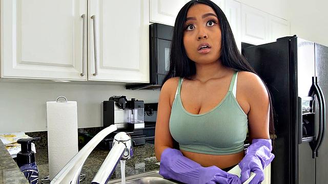 Озорная горничная меняет тряпку на неплохой хер