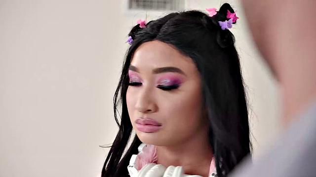 Petite Asian Avery Black Shakes Her Natural Tits and Masturbates woth Dildo