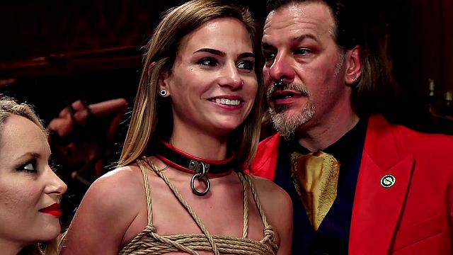 Bound sluts fucked and dominated in group