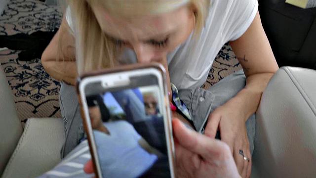 Anal To Ex: Blonde with a bald pussy & tattooed ass takes it from behind