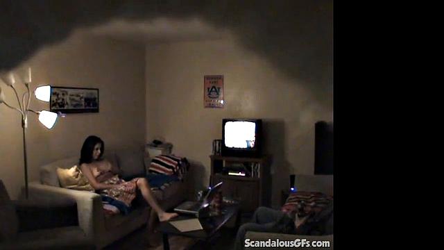 Cheating brunette babe caught by boyfriend & pounded hard in doggystyle