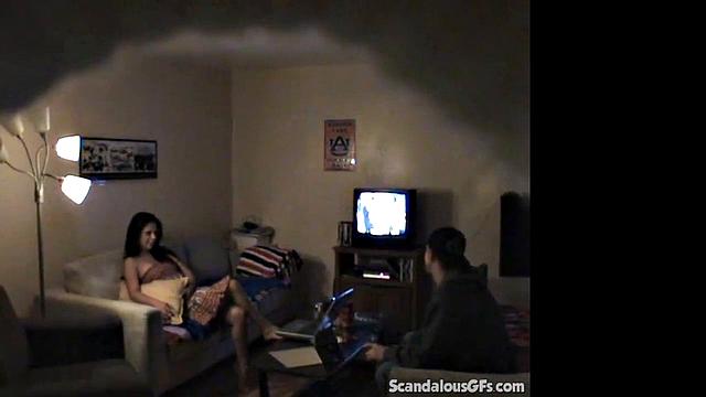 Cheating brunette babe caught by boyfriend & pounded hard in doggystyle