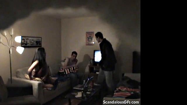 Cheating brunette babe caught by boyfriend & pounded hard in doggystyle