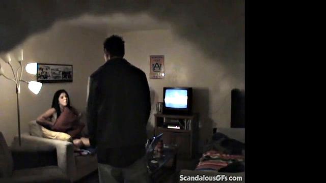 Cheating brunette babe caught by boyfriend & pounded hard in doggystyle