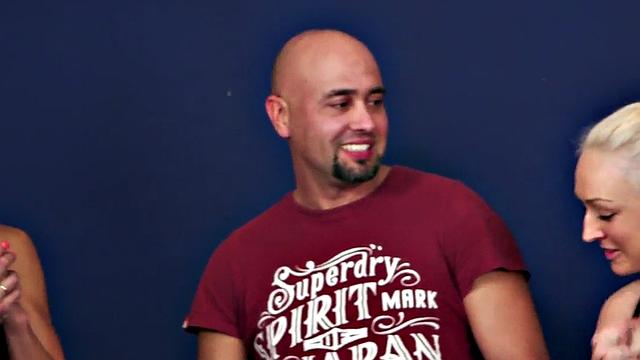 Femdom CFNM MILFs in group wank and spank cock