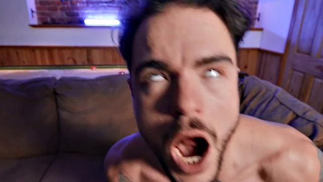 Blindfolded gets fucked by muscled dominant jock