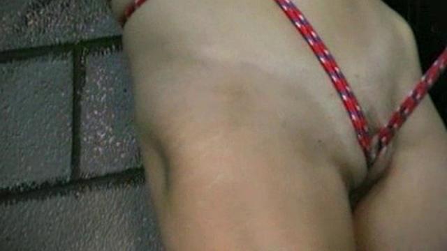 Cruel suspension of a naked babe