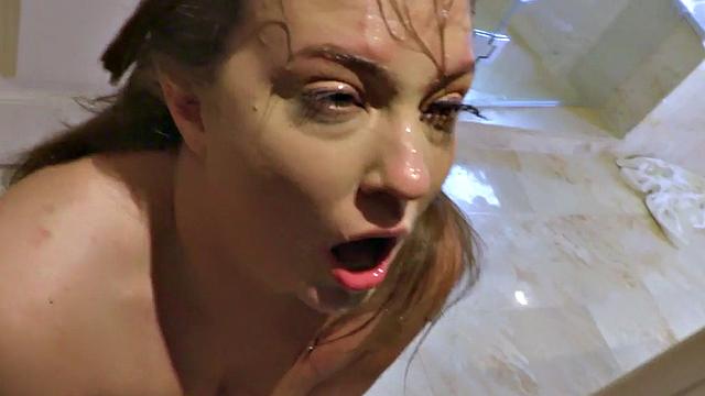 Dominated brunette gets her big butt drilled by BBC