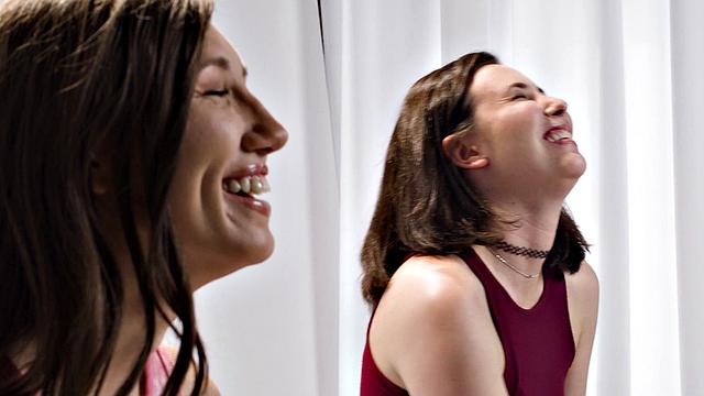 ADULT TIME - Petite Maya Woulfe Rubs Pussies With Friend Casey Calvert To Make Her Cum!