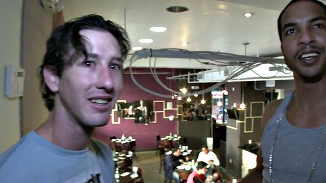 Nubian thug assfucked in public cafe by white top