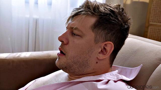 Redhead in stockings fucks a big dick