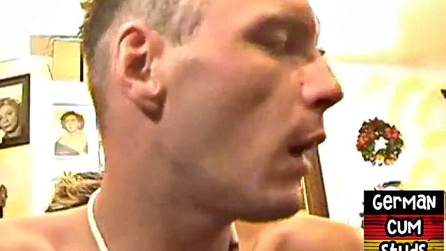 3some German amateur studs fuck assholes after BJ