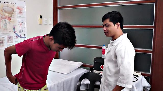 Hairyass Asian twink gets toyed in infirmary after treatment