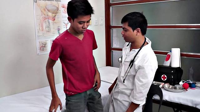 Hairyass Asian twink gets toyed in infirmary after treatment