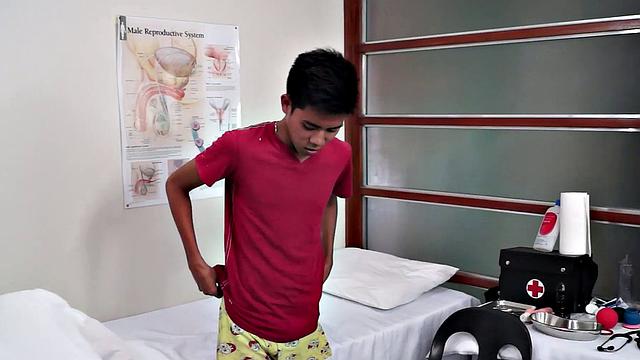 Hairyass Asian twink gets toyed in infirmary after treatment